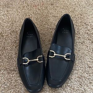 a new day Black Loafers with Gold Horsebit Accent